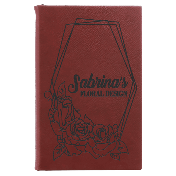 5 1/4" x 8 1/4" Rose Laserable Leatherette Sketch Book with Unlined Notepad