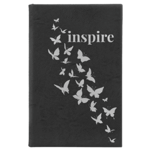 5 1/4" x 8 1/4" Black/Silver Laserable Leatherette Sketch Book with Unlined Notepad