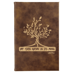 5 1/4" x 8 1/4" Rustic/Gold Laserable Leatherette Sketch Book with Unlined Notepad