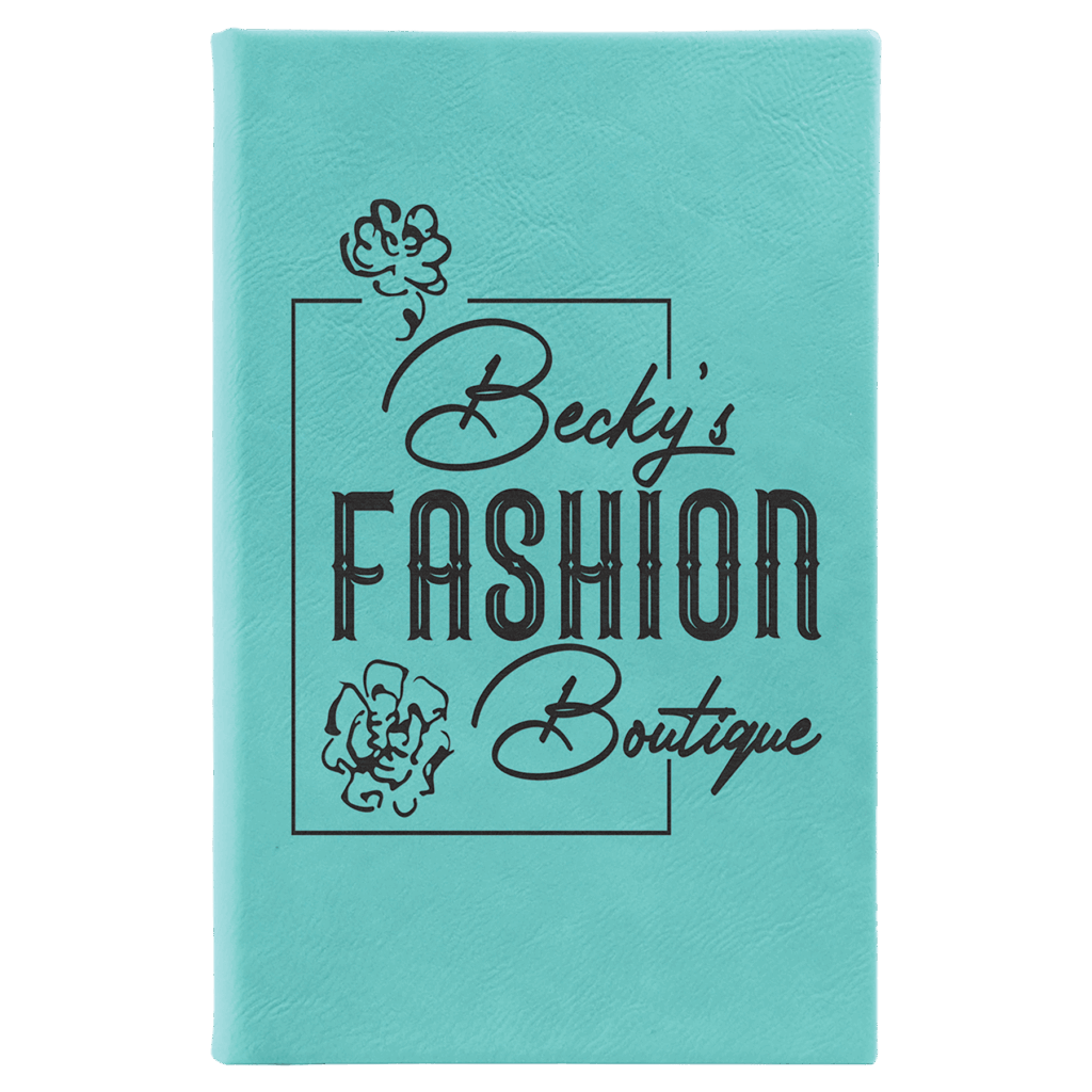 5 1/4" x 8 1/4" Teal Laserable Leatherette Sketch Book with Unlined Notepad