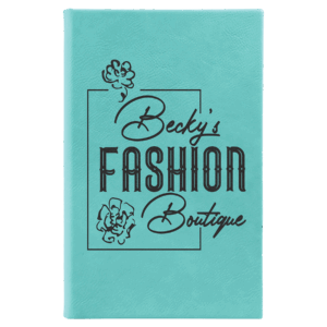 5 1/4" x 8 1/4" Teal Laserable Leatherette Sketch Book with Unlined Notepad