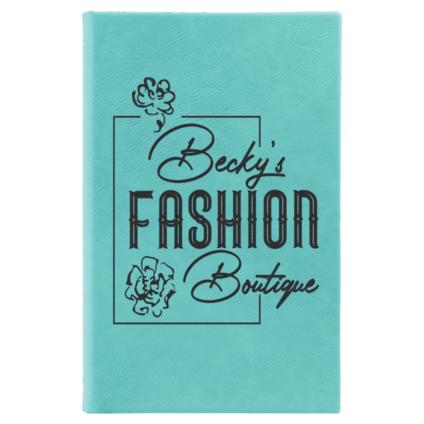 5 1/4" x 8 1/4" Teal Laserable Leatherette Sketch Book with Unlined Notepad