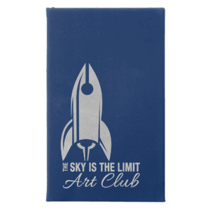 5 1/4" x 8 1/4" Blue/Silver Laserable Leatherette Sketch Book with Unlined Notepad