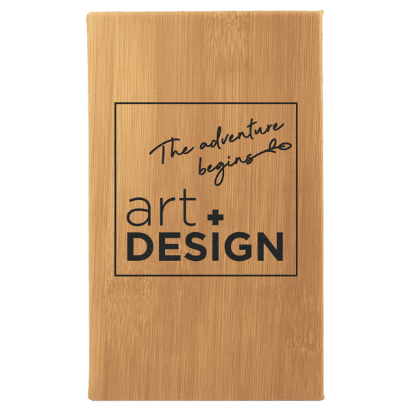 5 1/4" x 8 1/4" Bamboo Laserable Leatherette Sketch Book with Unlined Notepad