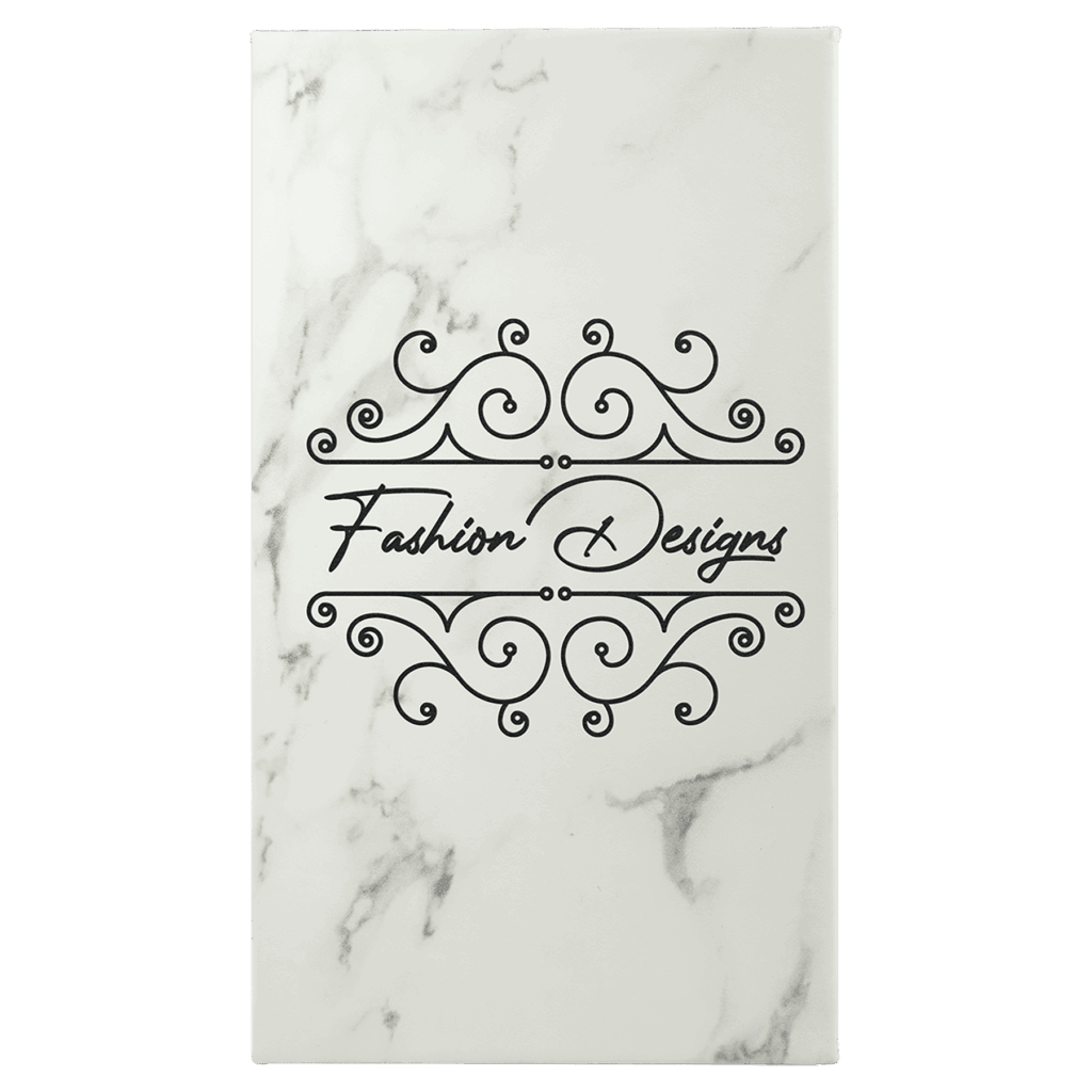 5 1/4" x 8 1/4" White Marble Laserable Leatherette Sketch Book with Unlined Notepad
