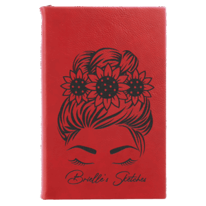 5 1/4" x 8 1/4" Red Laserable Leatherette Sketch Book with Unlined Notepad
